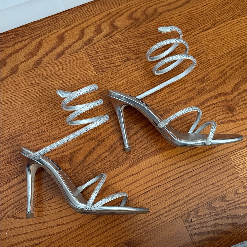 Silver Strappy Heels